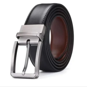 Premium quality reversible mens leather belt two in one black and brown