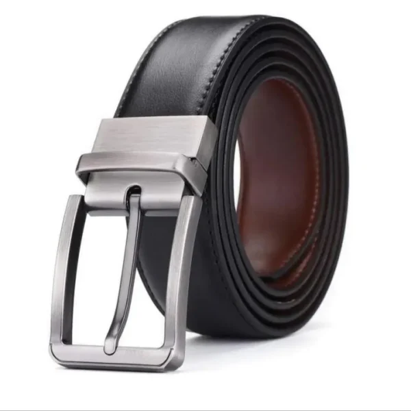 Premium quality reversible mens leather belt two in one black and brown