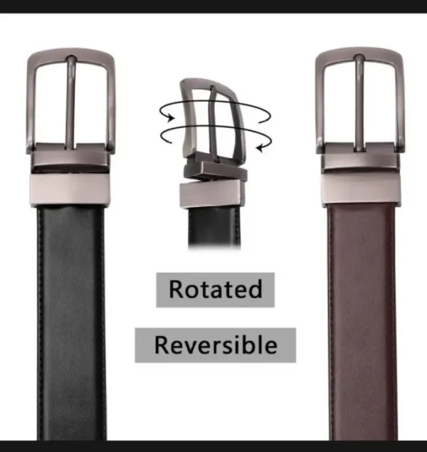 Premium quality reversible mens leather belt two in one black and brown - Image 4