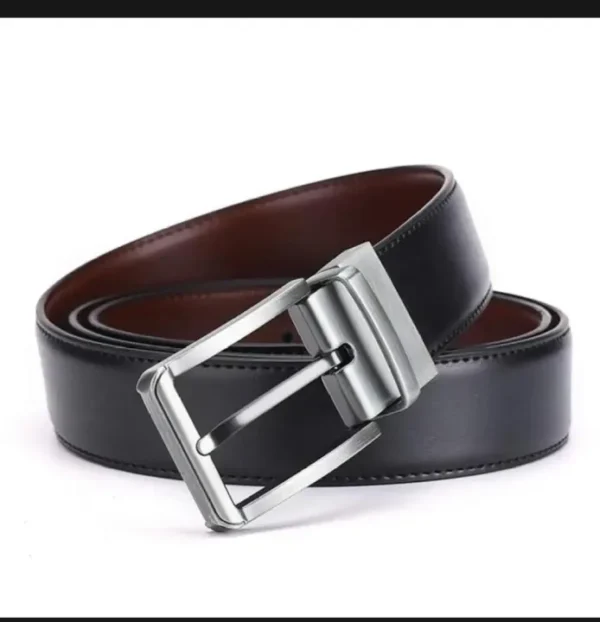 Premium quality reversible mens leather belt two in one black and brown - Image 3